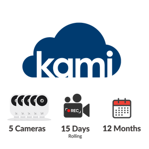 Kami Cloud - 5 cameras - 15 days rolling - 12 months