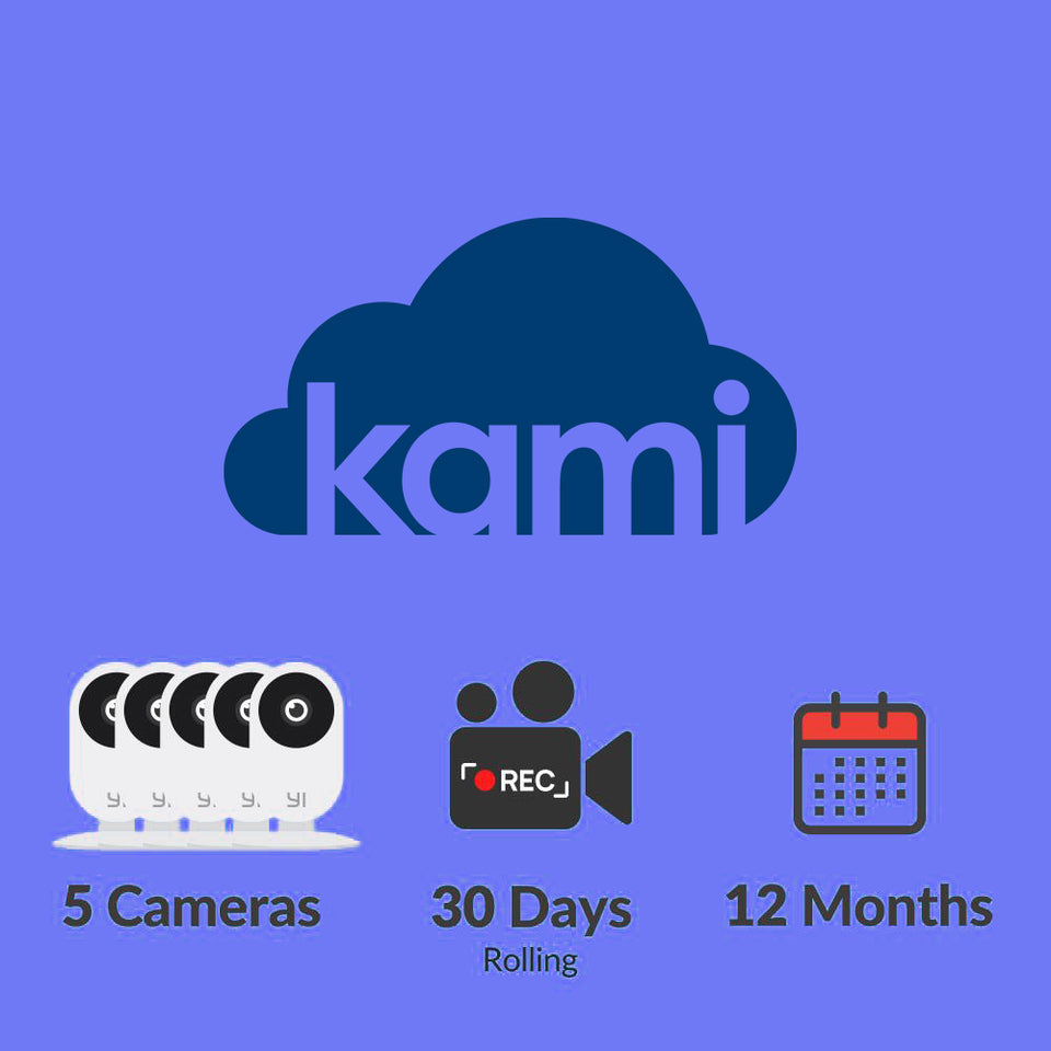 Kami Cloud - 5 cameras - 30 days rolling - 12 months